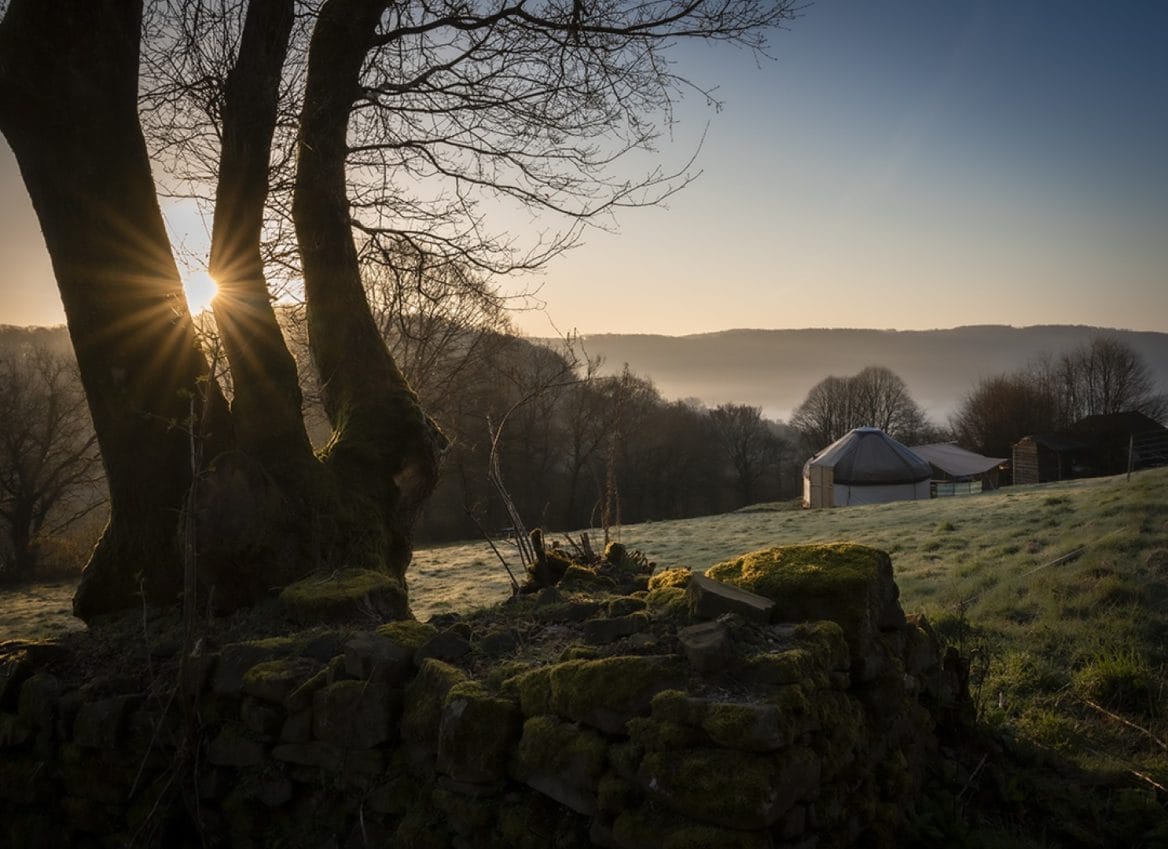 Sunset over the Wye Valley at Hill Farm Tintern.