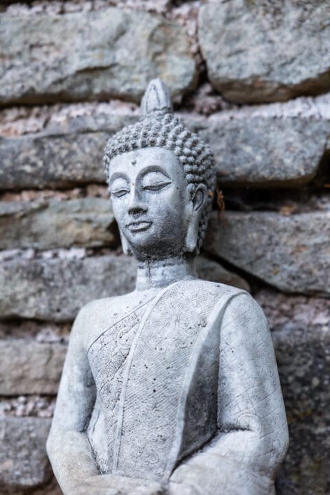Buddah statue at Hill Farm Tintern.