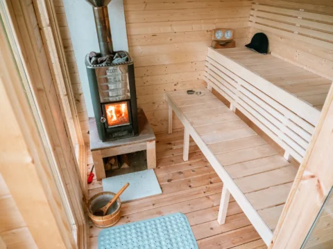 Sauna in the Spa area at Hill Farm Tintern.